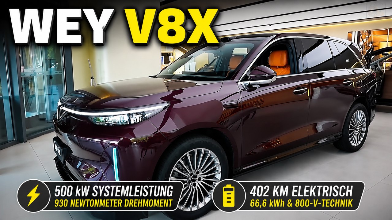 2027 Wey V8X: 66,6-kWh-Akku, 500 kW und fast 1.700 km Reichweite