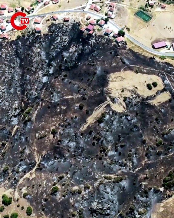 Manisa'daki orman yangınında yanan alanlar dronla görüntülendi