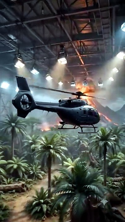 The helicopter thought it could escape... until the Spinosaurus caught up.