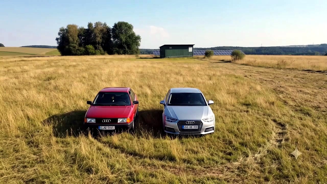 Audi 80 und Audi A4 fahren im Kreis