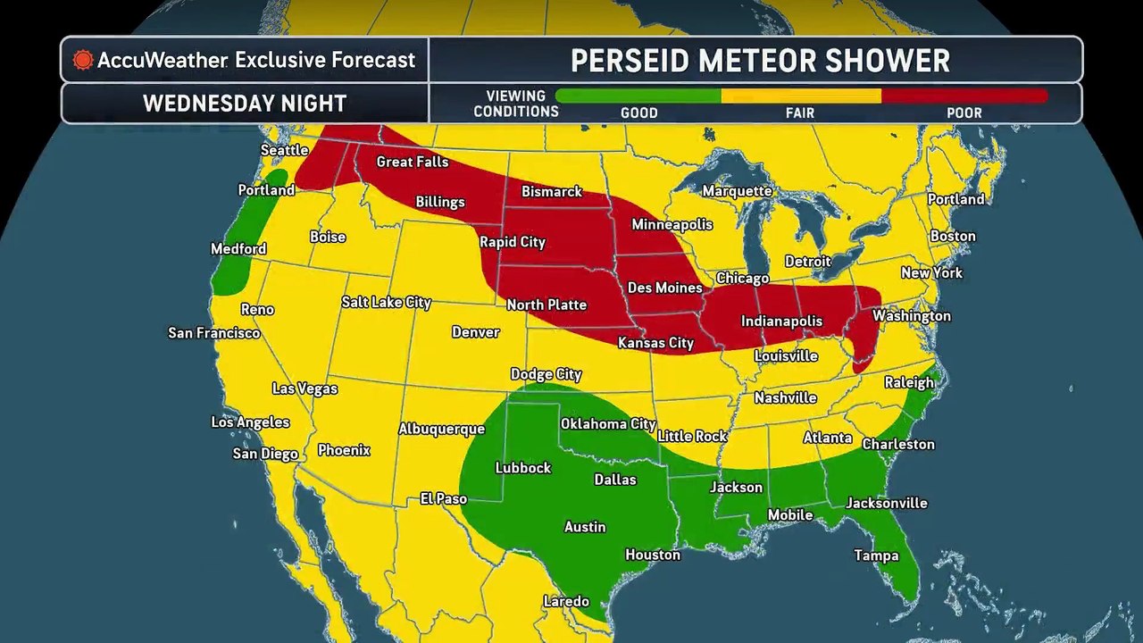 Viewing conditions for peak of Perseid meteor shower