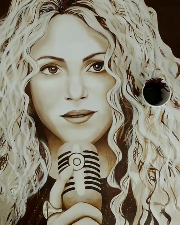 Shakira gets portrait of herself made using coffee