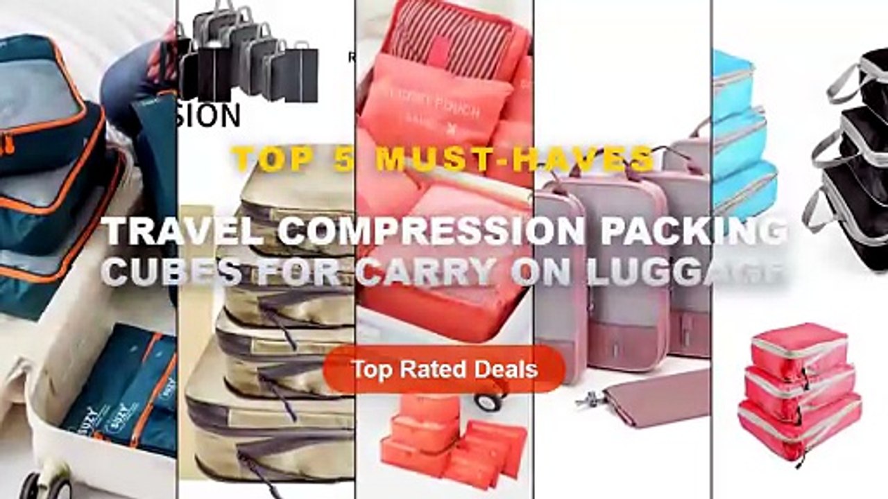 Amazing Travel Compression Packing Cubes For Carry On Luggage You Need To See - Set/6 pcs Compressible Packing Travel St...