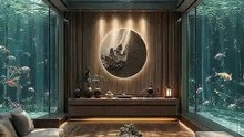 I sunk a container into a fish-shaped pool and turned it into an underwater living room #underwaterlivingroom