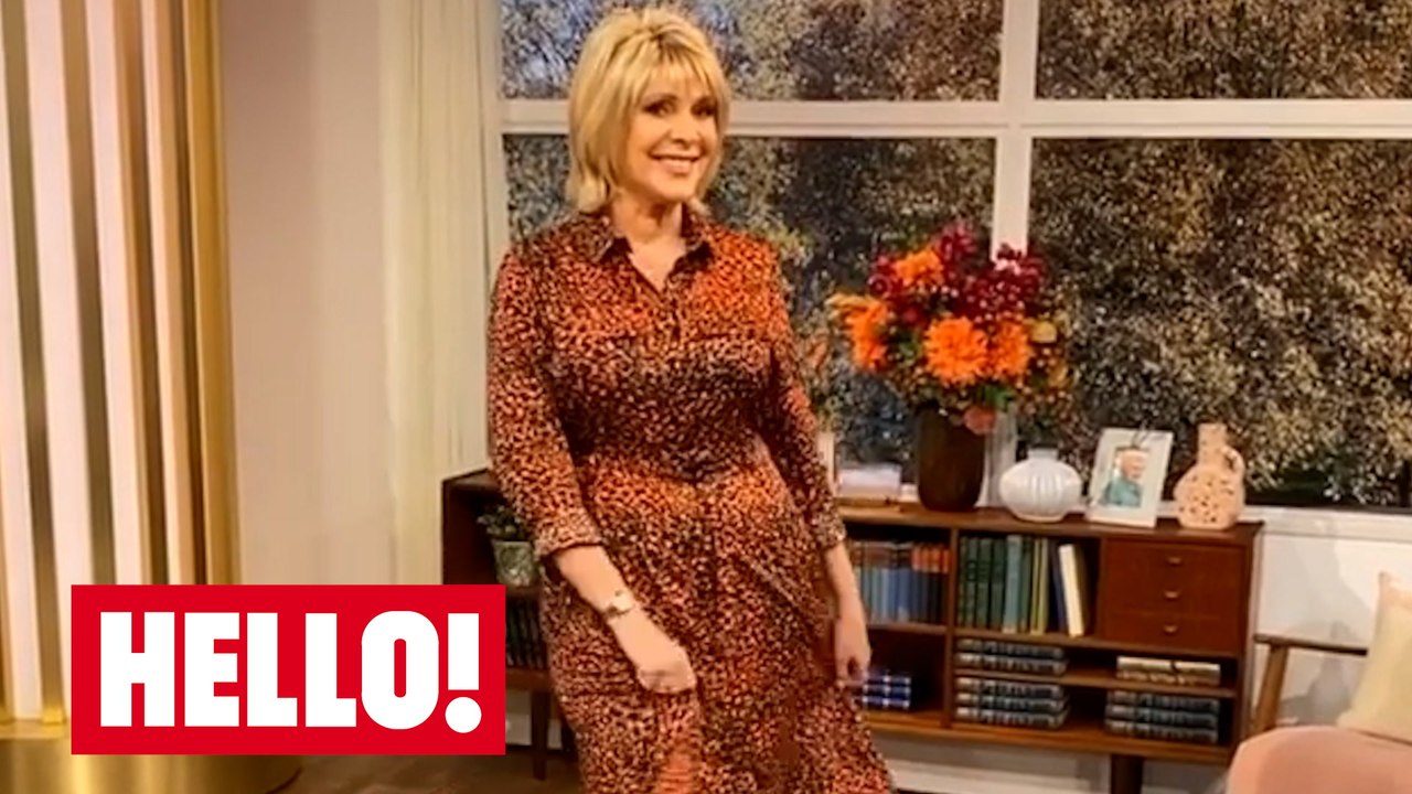 Ruth Langsford models autumnal leopard print dress