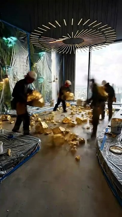 Insane gold chunks under the epoxy floor concep...