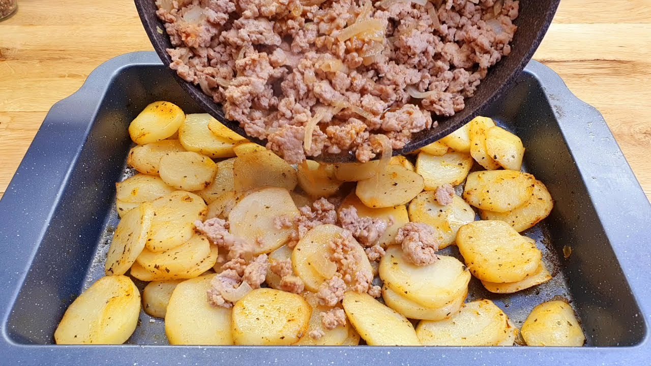 Einfaches und schnelles Rezept, Kartoffeln mit Hackfleisch, erfreuen die ganze Familie