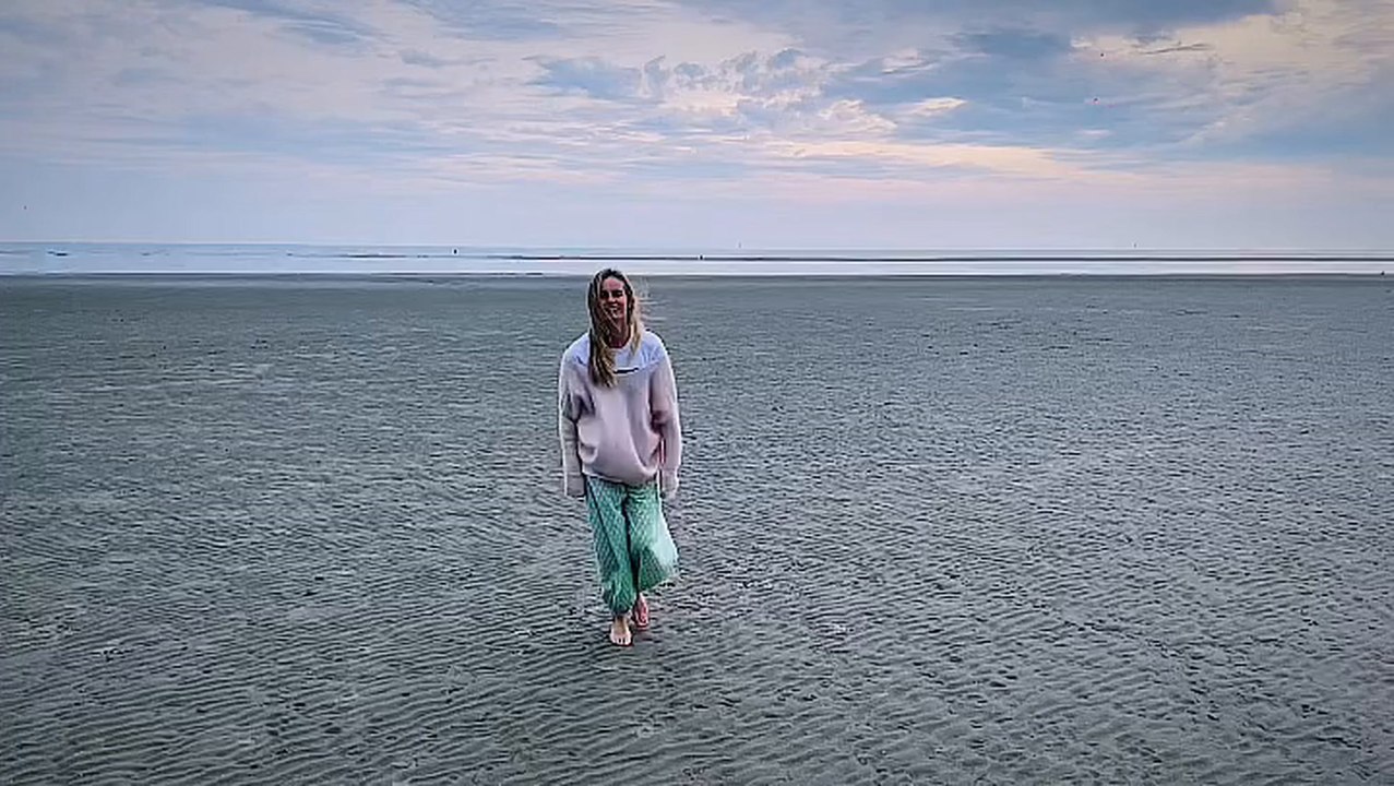 Cressida Bonas frolicking on the beach
