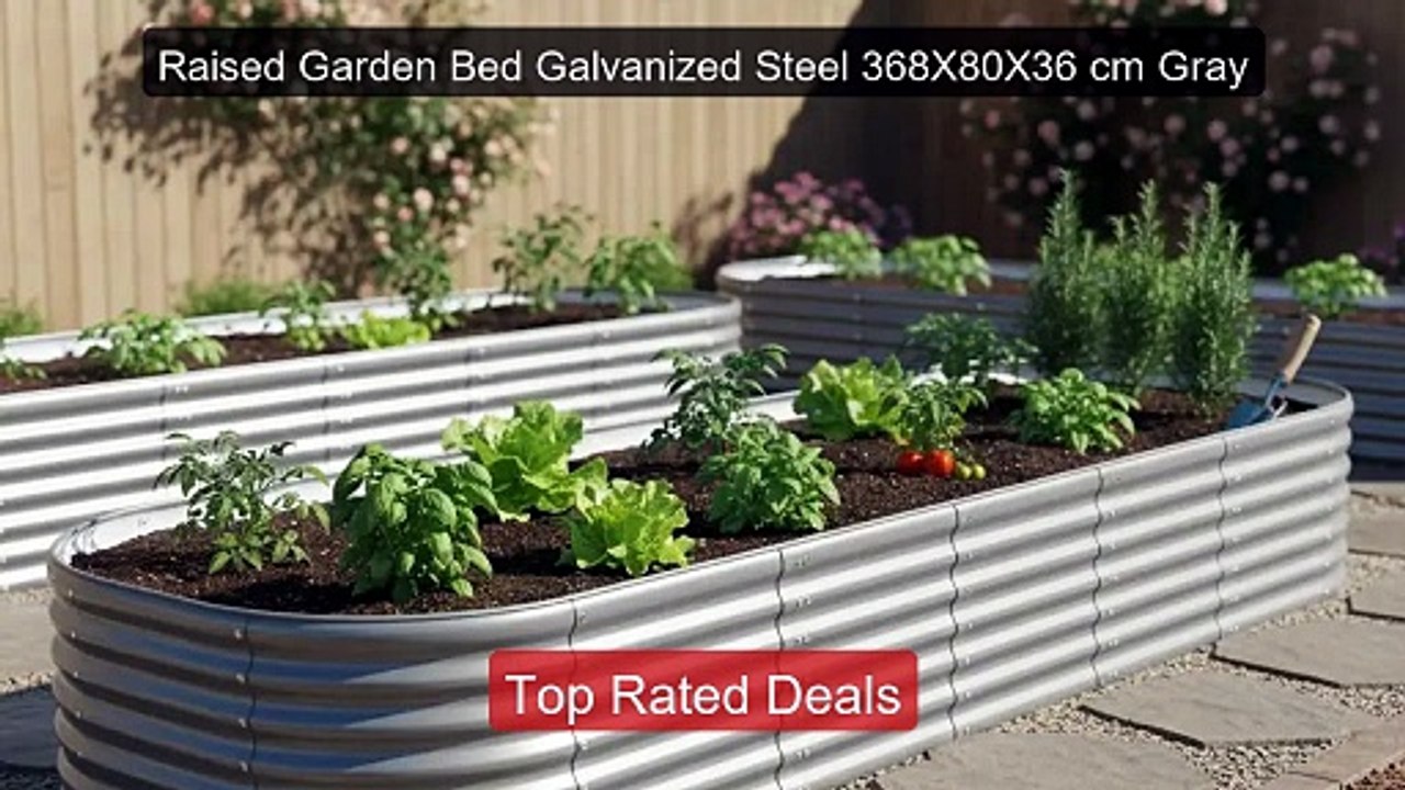 Raised Garden Bed Galvanized Steel 368X80X36 cm...