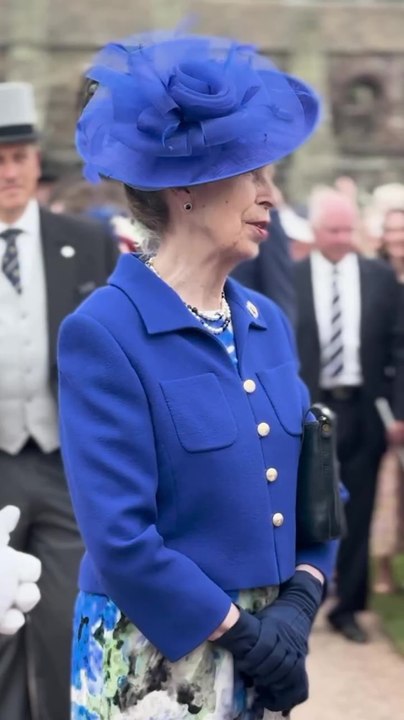 Princess Anne coordinates with Queen Camilla at royal garden party