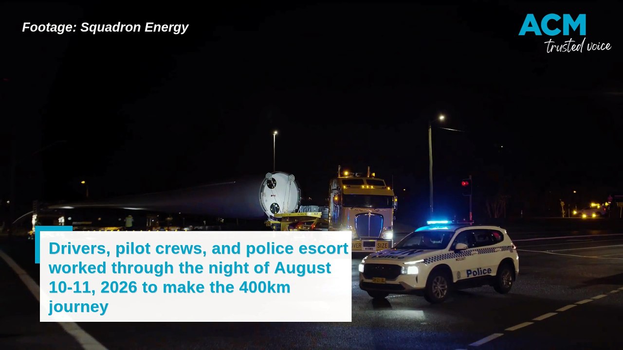 Oversized wind turbine delivery makes its way f...