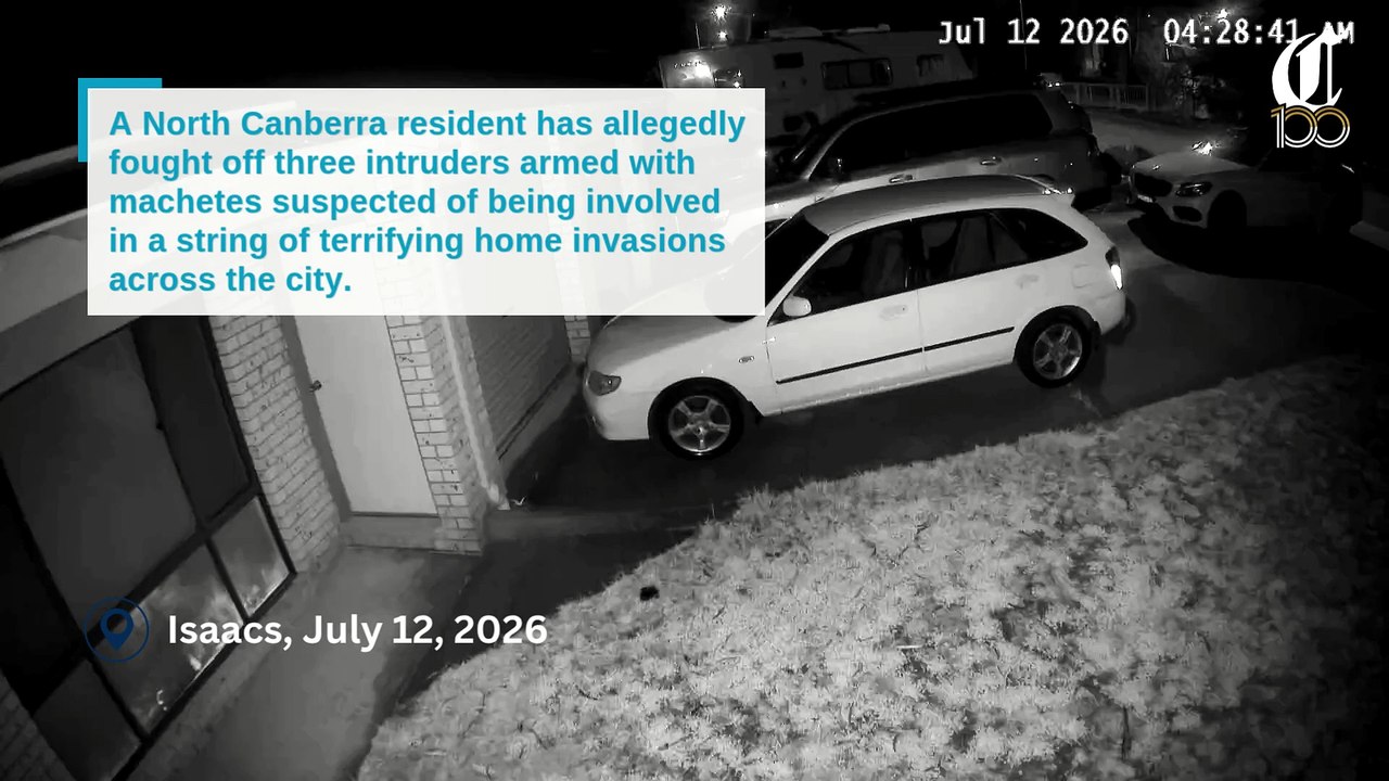 Giralang home security footage shows trio of armed men
