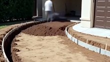 Mira cómo construyen este acceso curvo al garaje 🤯