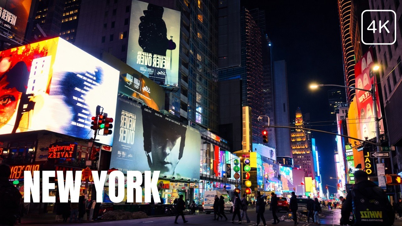 Times Square Night Walk NYC | Broadway Fully Pa...
