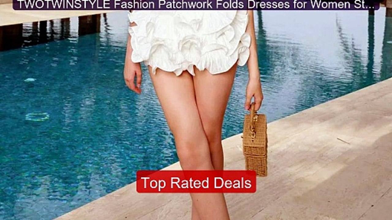 TWOTWINSTYLE Fashion Patchwork Folds Dresses fo...
