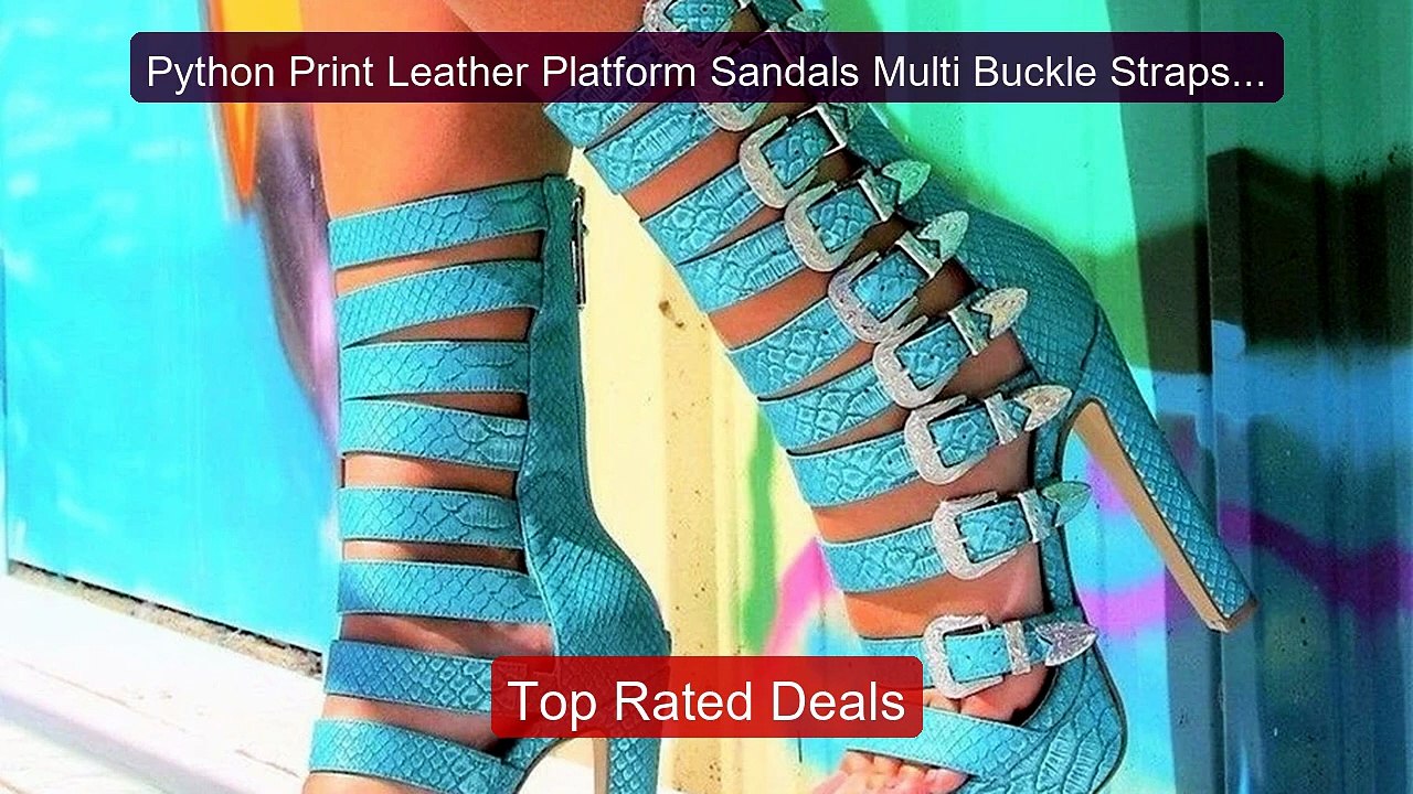 Python Print Leather Platform Sandals Multi Buckle Straps Summ... -- Hot Deal 2026 | Limited Offer!