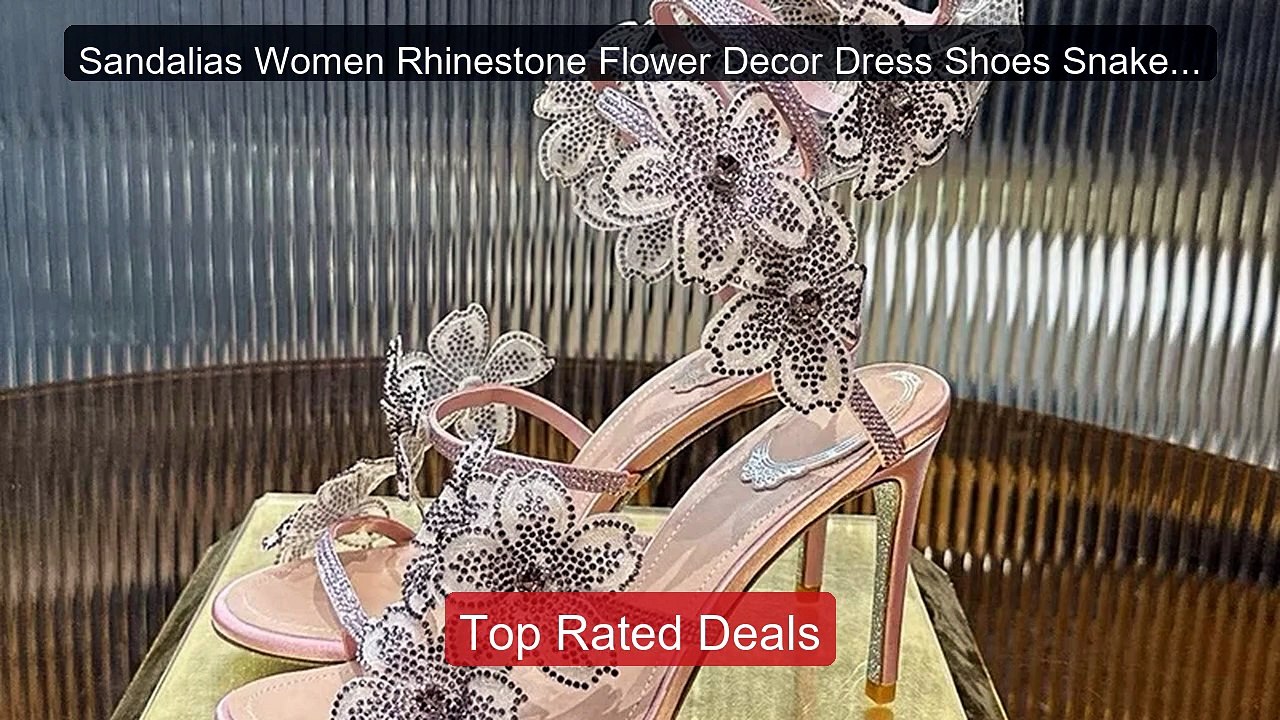 Sandalias Women Rhinestone Flower Decor Dress S...