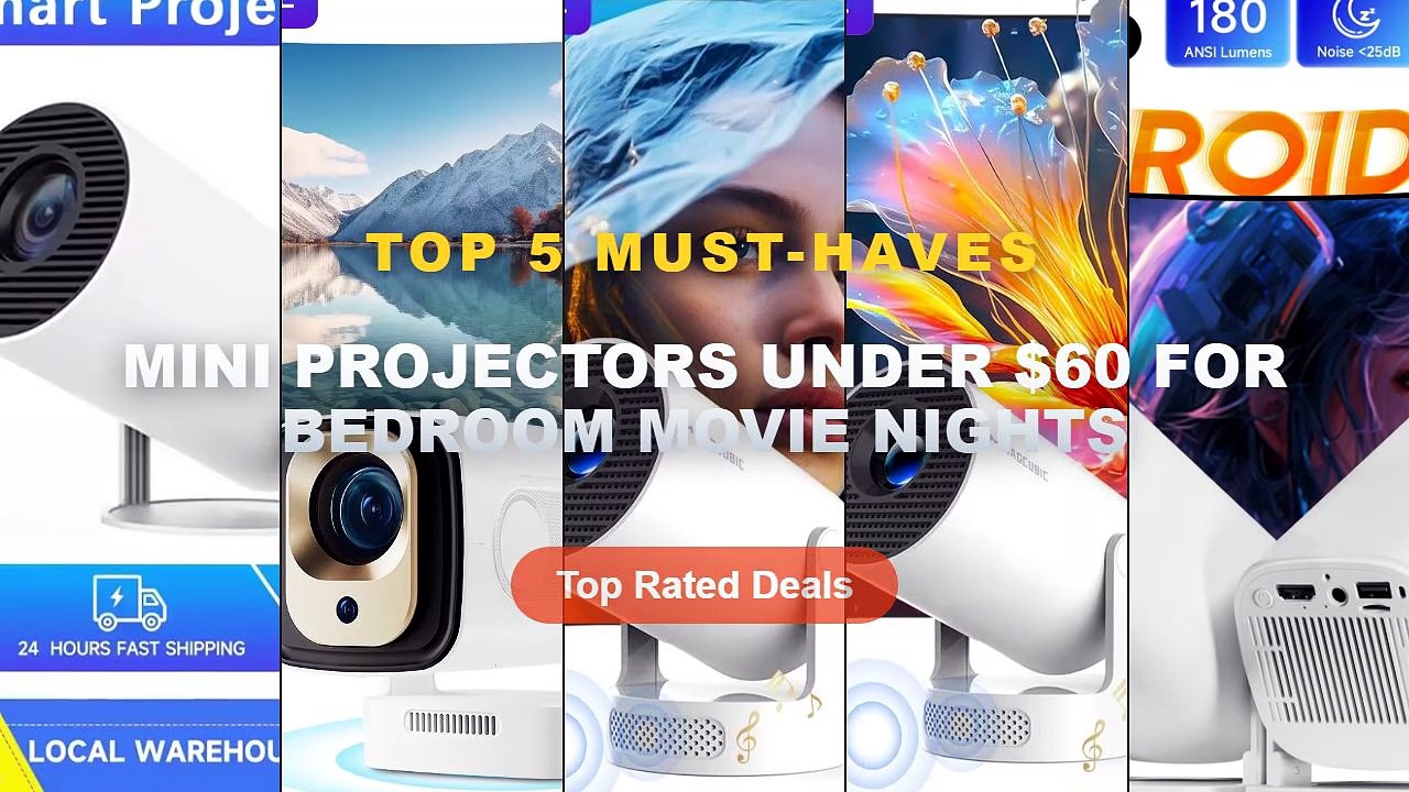 Top 5 Best Mini Projectors Under $60 For Bedroom Movie Nights (Must Have!) - P30PRO Android 14 Smart Mini Projector WiFi...