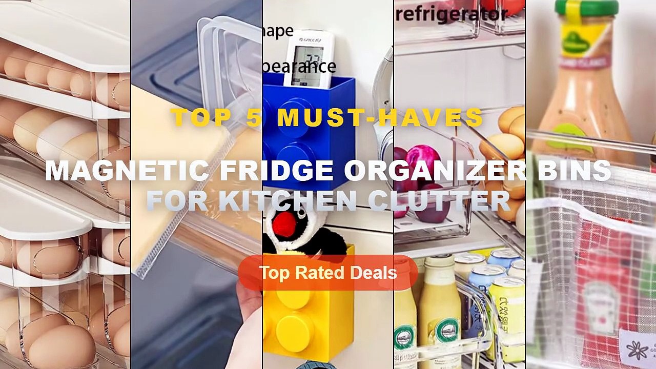 Magnetic Fridge Organizer Bins For Kitchen Clut...