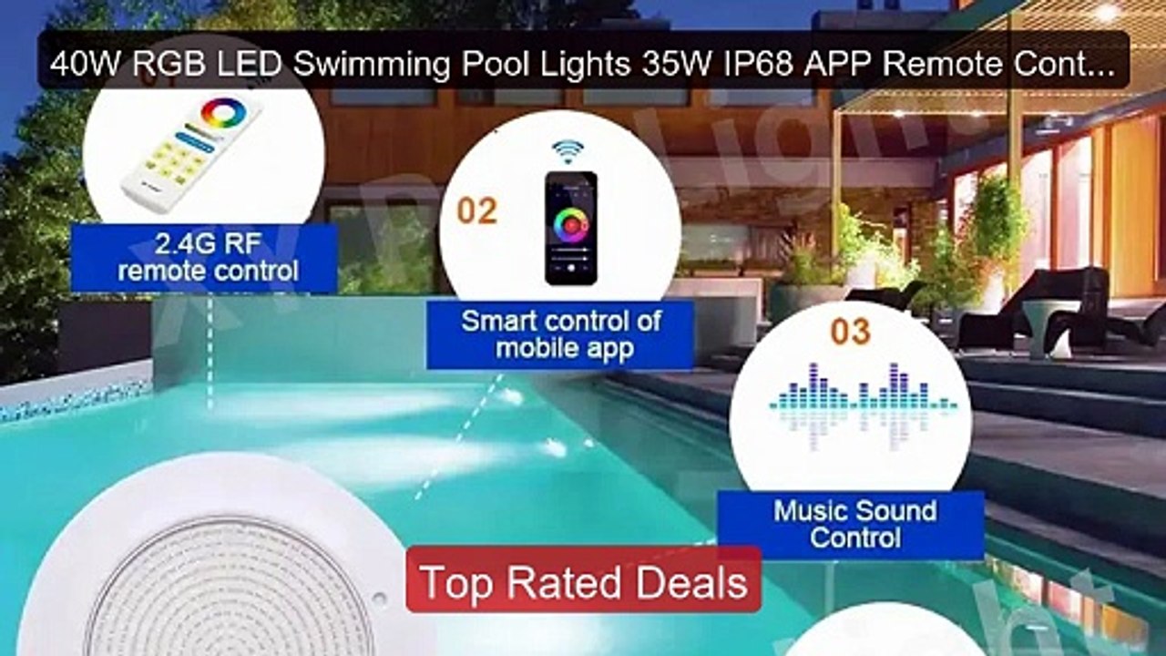40W RGB LED Swimming Pool Lights 35W IP68 APP R...