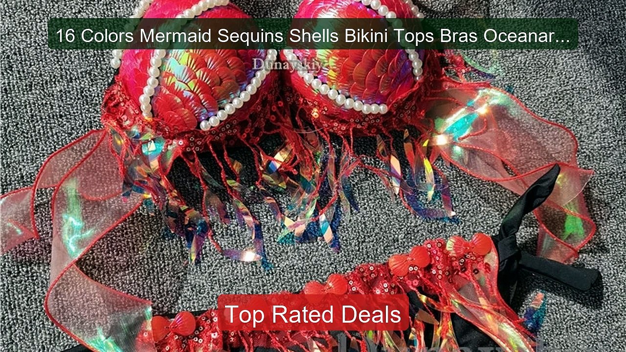 16 Colors Mermaid Sequins Shells Bikini Tops Bras Oceanarium ...