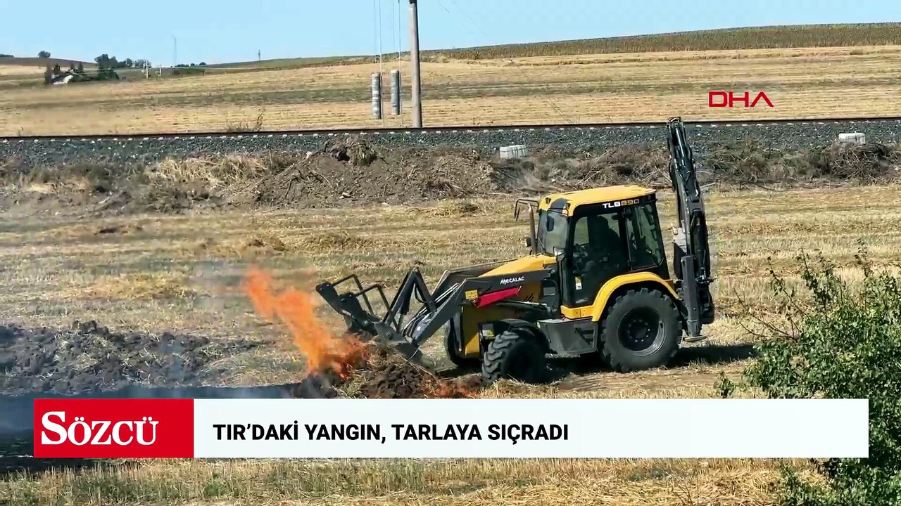 TIR’daki yangın, tarlaya sıçradı