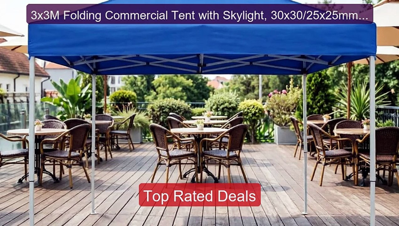 3x3M Folding Commercial Tent with Skylight, 30x30/25x25mm Stee... -- Hot Deal 2026 | Limited Offer!