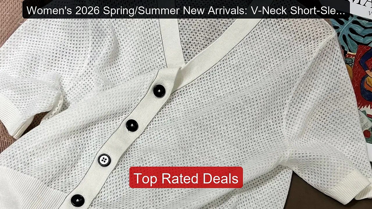 Women's 2026 Spring/Summer New Arrivals: V-Neck Short-Sleeve K... -- Best Buy 2026 | Great Quality!