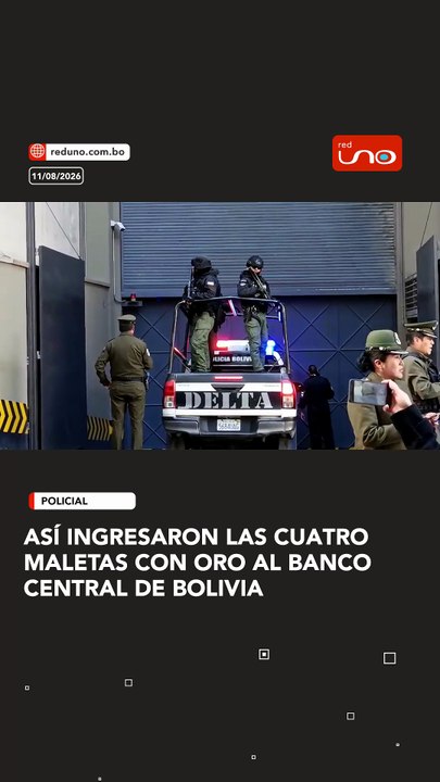 La Paz - De esta manera ingresaron las cuatro maletas con oro al Banco Central de Bolivia (BCB); el cargamento, secuestrado en el Aeropuerto Internacional de Viru Viru, fue escoltado por efectivos de la Policía Boliviana para su custodia.