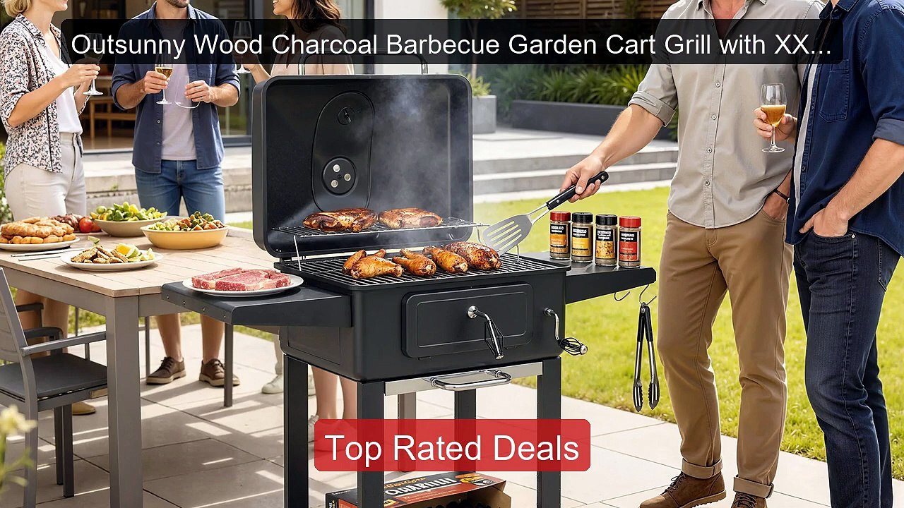 Outsunny Wood Charcoal Barbecue Garden Cart Grill with XXL ... -- Top Pick 2026 | Unbeatable Price!