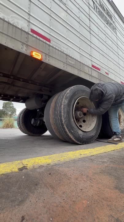 Driver Tries Inflating Truck Tire With Fire