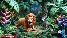 Lion with Goat in the Jungle