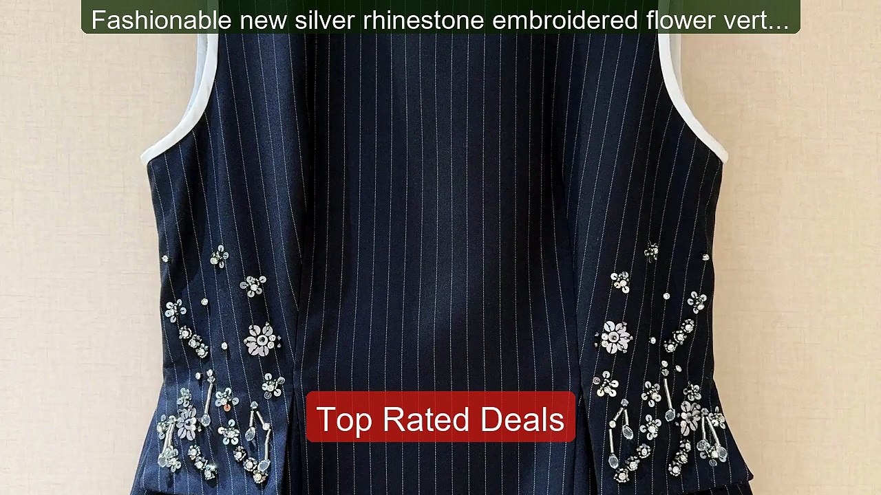 Fashionable new silver rhinestone embroidered flower vertical stri... -- Best Deal 2026 | Shop Now!
