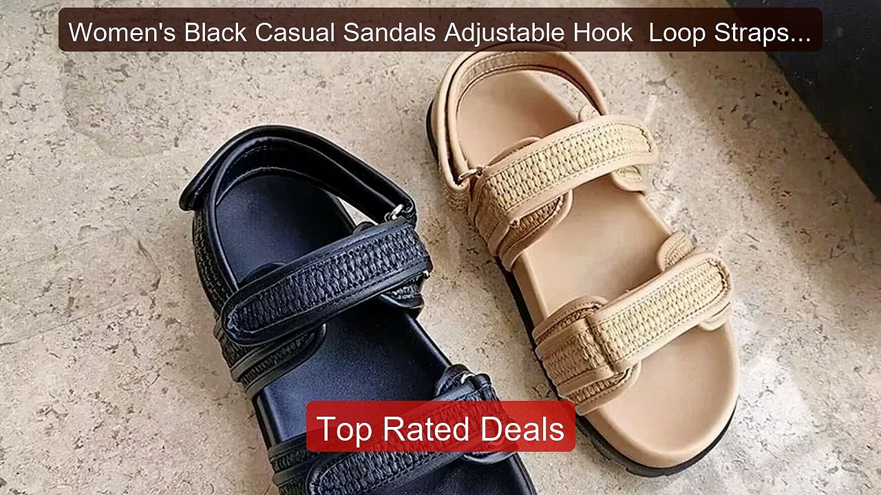 Women's Black Casual Sandals Adjustable Hook  Loop Straps Comforta... -- Best Deal 2026 | Shop Now!