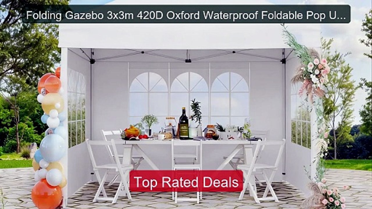 Folding Gazebo 3x3m 420D Oxford Waterproof Fold...