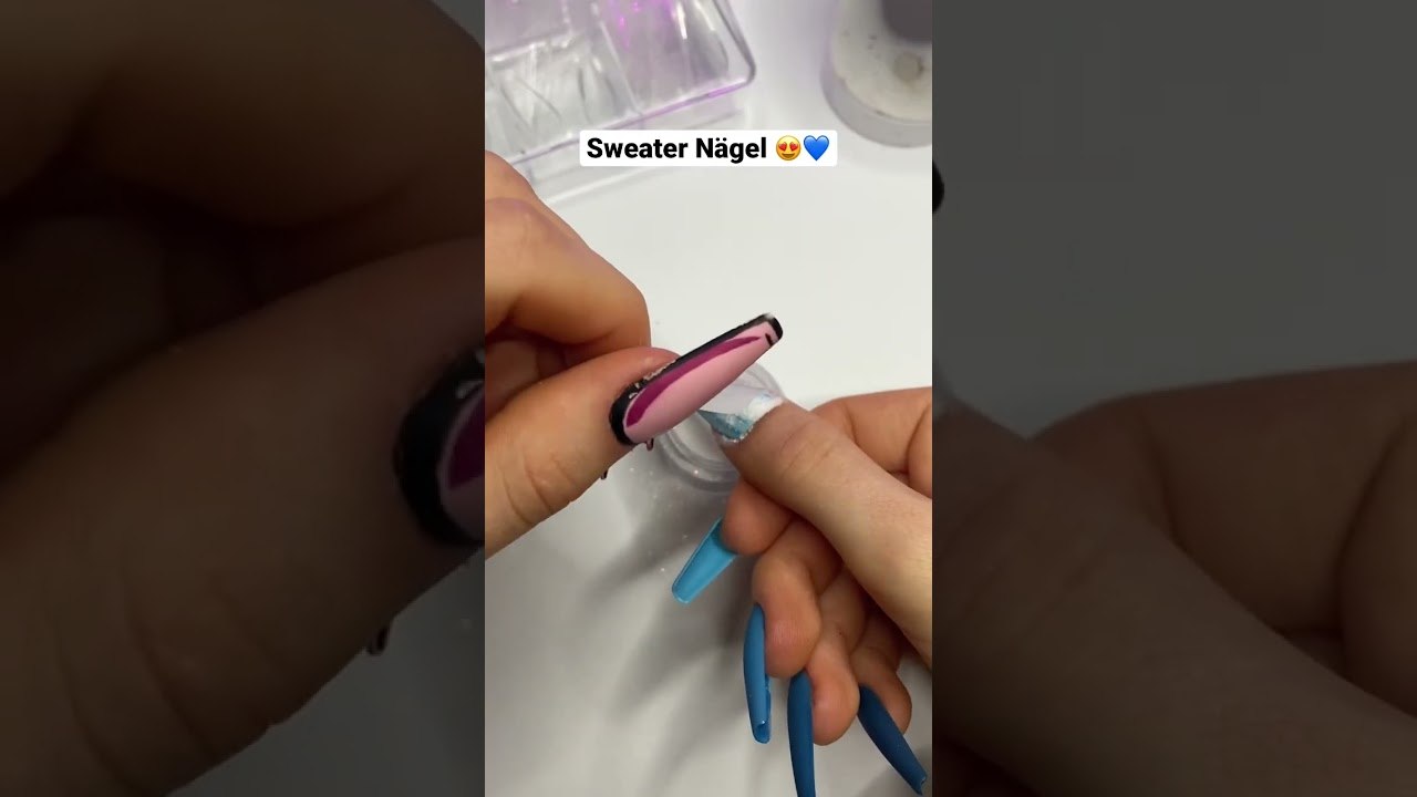 Sweater Nägel 🥰💙✨ #shorts #nails #gelnails