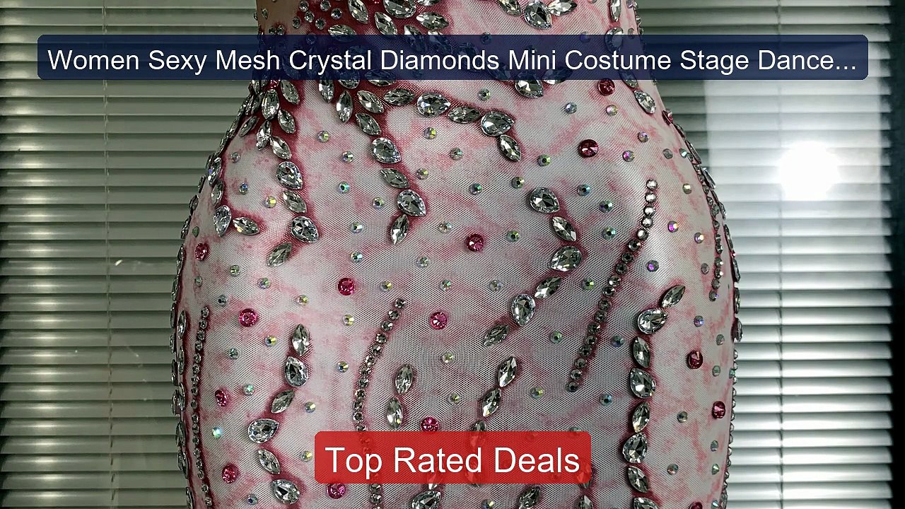 Women Sexy Mesh Crystal Diamonds Mini Costume Stage Dancer On... -- Amazing Value 2026 | Must Have!