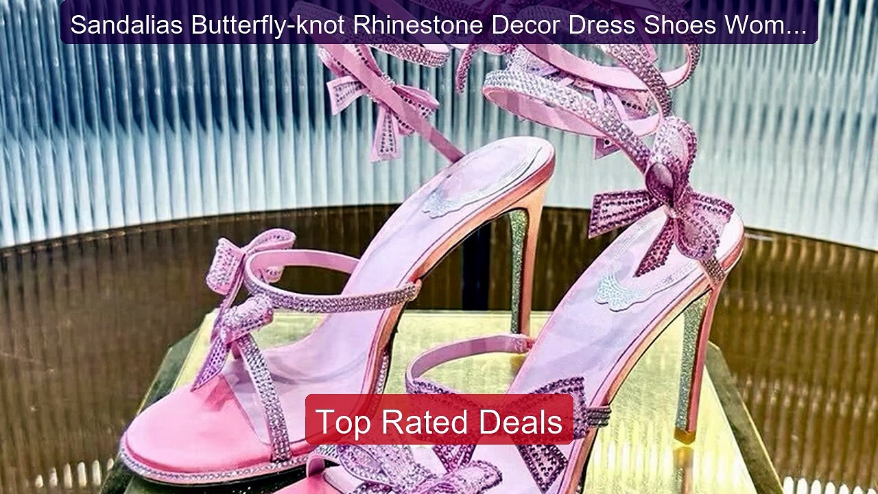 Sandalias Butterfly-knot Rhinestone Decor Dress...