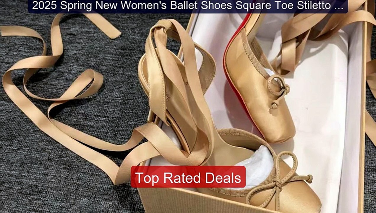 2025 Spring New Women's Ballet Shoes Square Toe Stiletto Heels... -- Hot Deal 2026 | Limited Offer!