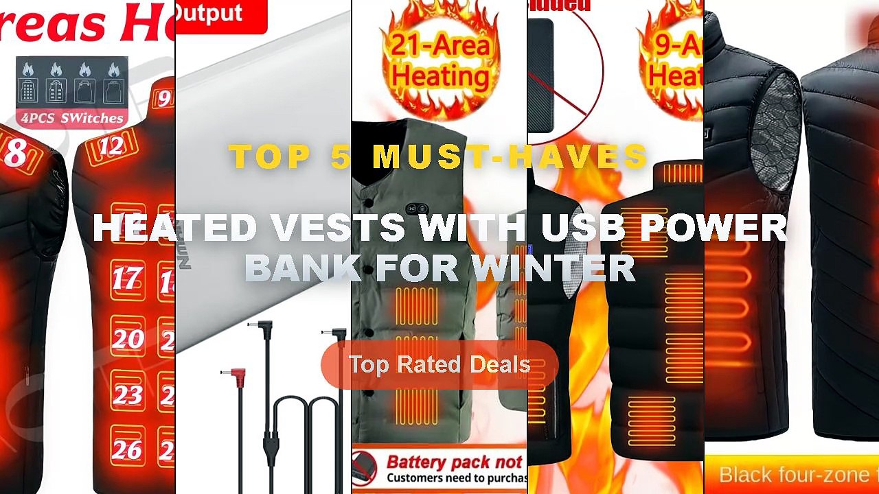 Why Everyone Is Buying Heated Vests With USB Power Bank For Winter - 4 Areas Electric Heated Vest Men USB Thermal Heatin...