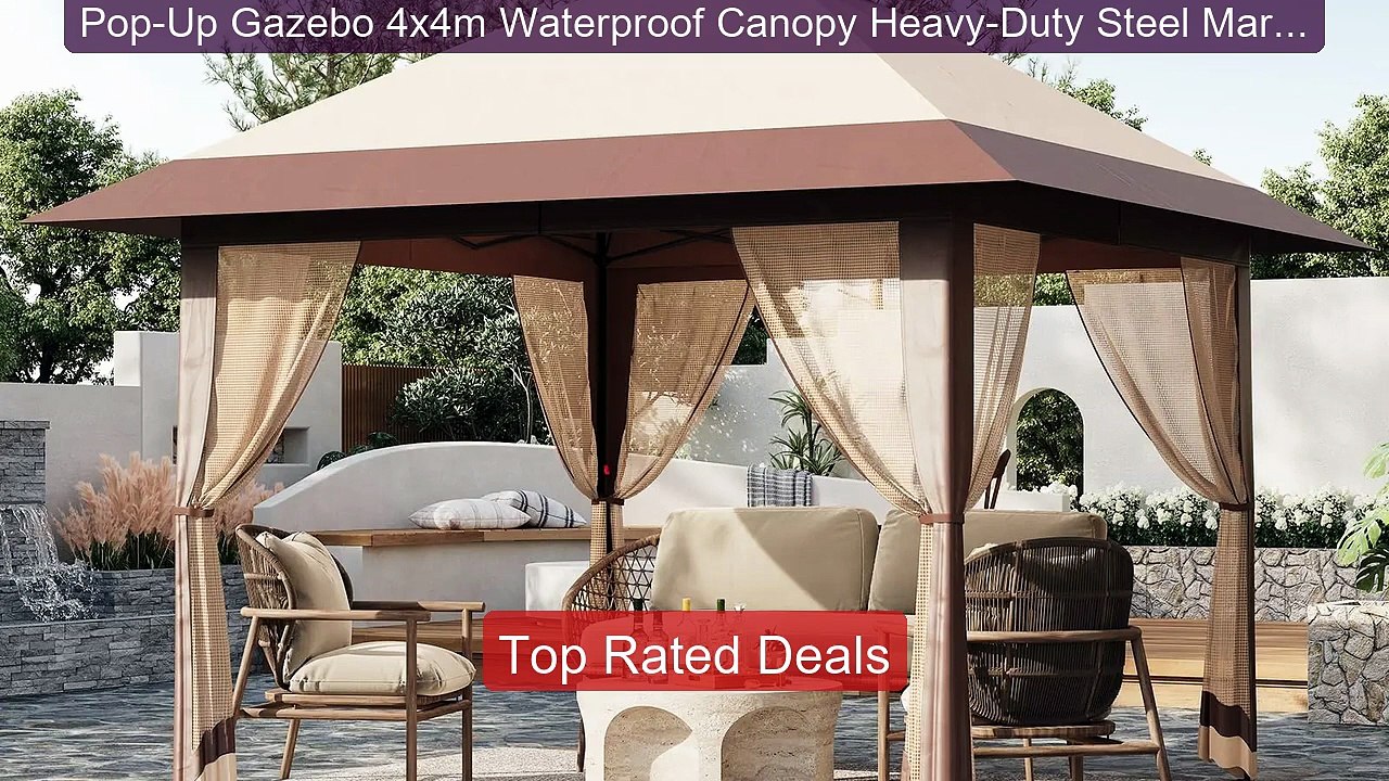 Pop-Up Gazebo 4x4m Waterproof Canopy Heavy-Duty Steel Marquee... -- Amazing Value 2026 | Must Have!