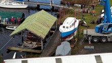 Hobart’s ‘Little Blue Boat’ returns to water
