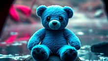 The Blue Teddy Bear by the Creek