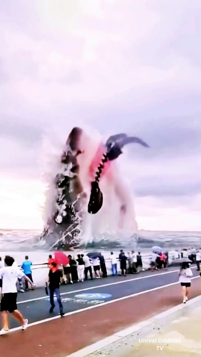 Giant Shark Splash Sends Tourists Running! 😱🦈