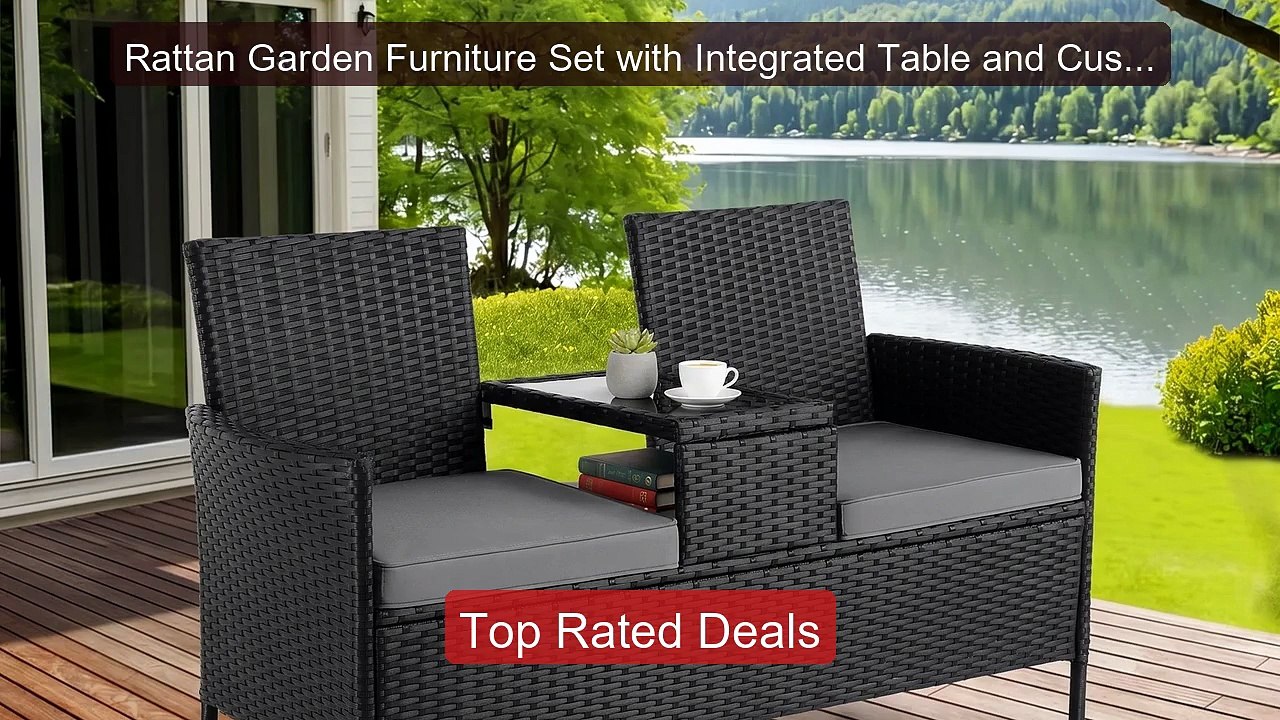 Rattan Garden Furniture Set with Integrated Table and Cushi... -- Top Pick 2026 | Unbeatable Price!