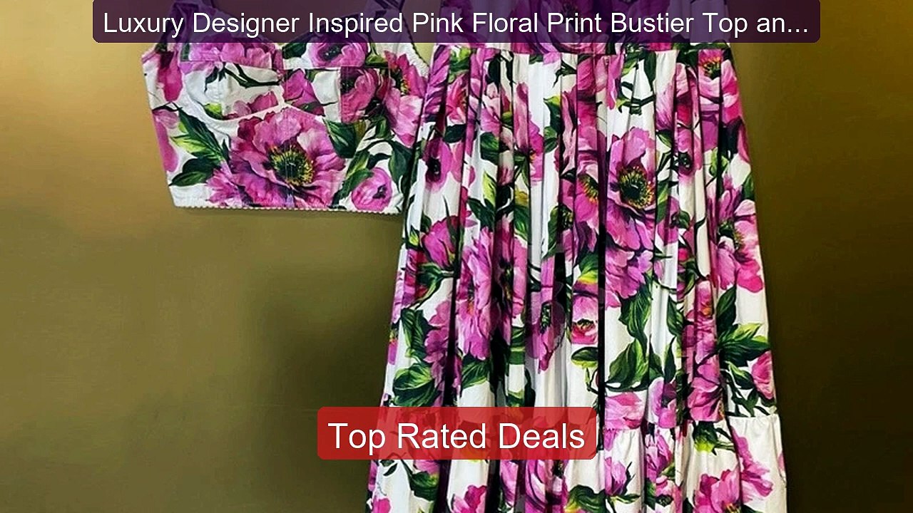 Luxury Designer Inspired Pink Floral Print Bust...