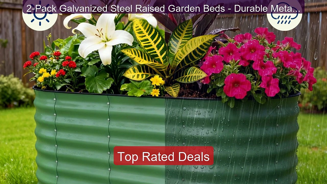 2-Pack Galvanized Steel Raised Garden Beds - Durable Metal Planter ...