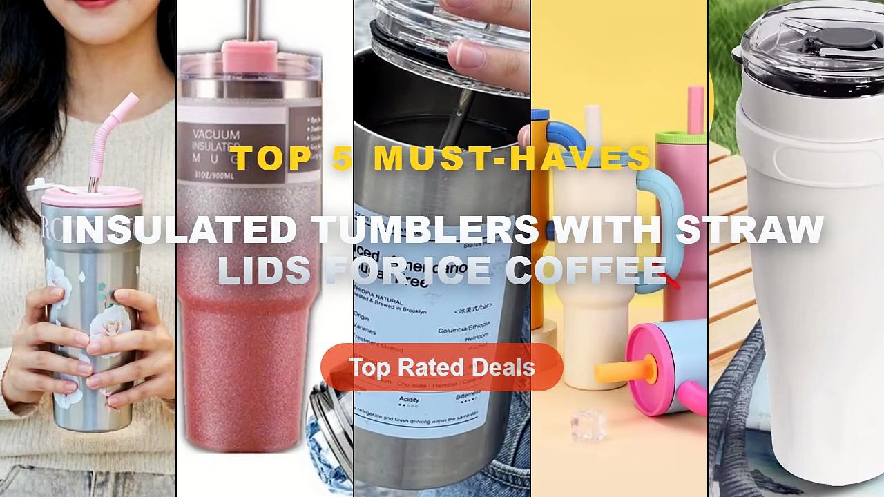 Amazing Insulated Tumblers With Straw Lids For...