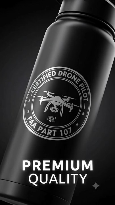 🚀 Certified Drone Pilot FAA Part 107 Stainless Steel Insulated Water Bottle