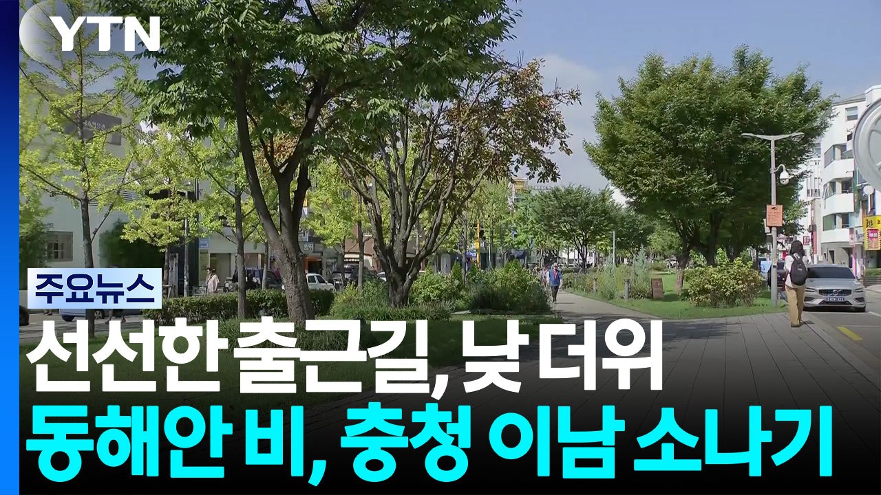 [날씨] 선선한 출근길, 낮 더위...동해안 비, 충청 이남 소나기 / YTN